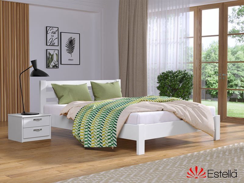 Деревянная кровать Рената Люкс белый цвет