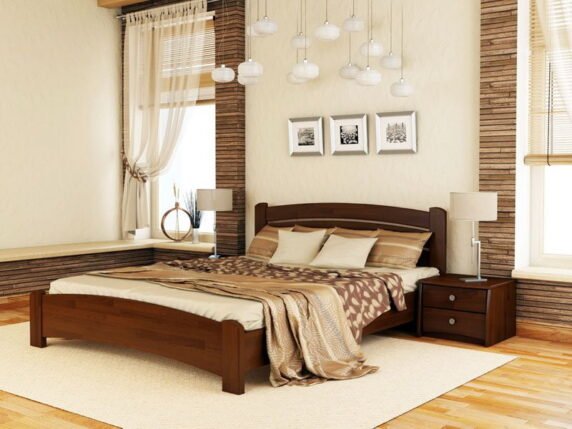 Деревянная кровать Венеция Люкс цвет каштан